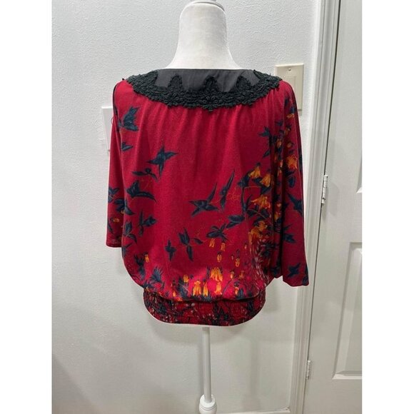 Sweet by Miss Mee red floral blouse size small - Picture 5 of 10
